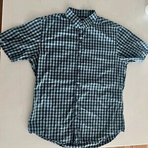 Zachary Prell Shirt Mens L Blue Plaid Button Up Short Sleeve Casual Check Casual